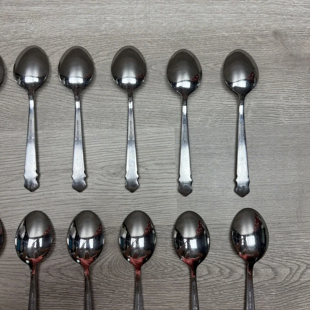 National Stainless, King Eric, Lot of 14 Piece Spoon Set Japan Made Stainless